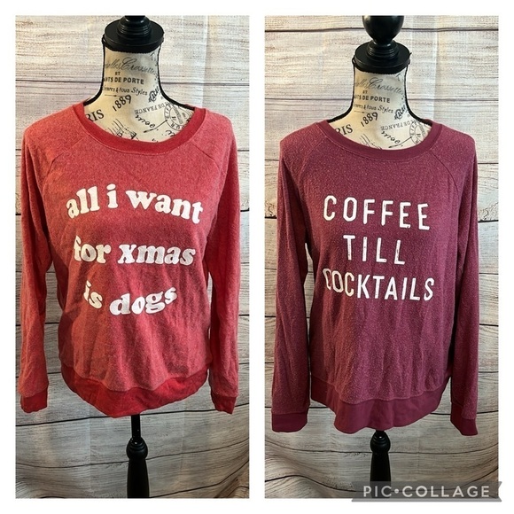 Two Grayson Threads Lightweight Sweatshirts Size Medium Christmas Cocktails - Picture 1 of 10